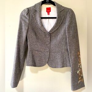 Esprit fitted embroidered tweed blazer